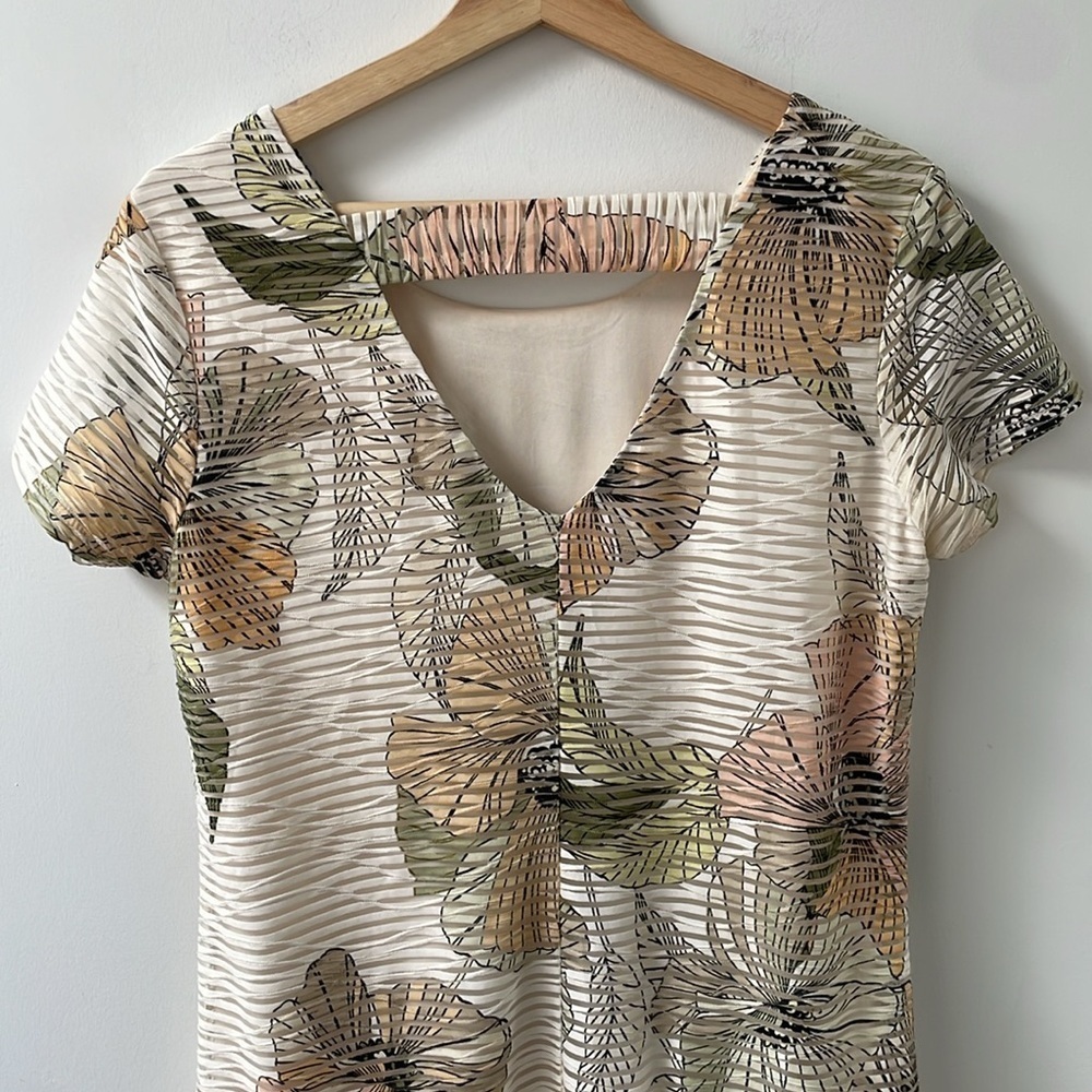 Nicole Miller Studio floral shift shirt mini dress US6 shortsleeve - Picture 4 of 12